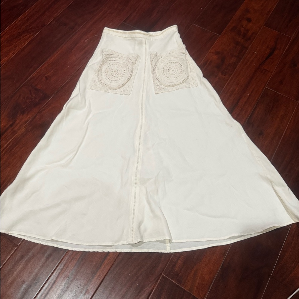 Zara  Limited Addition Crochet Pocket Maxi Linen Skirt - Picture 4 of 13